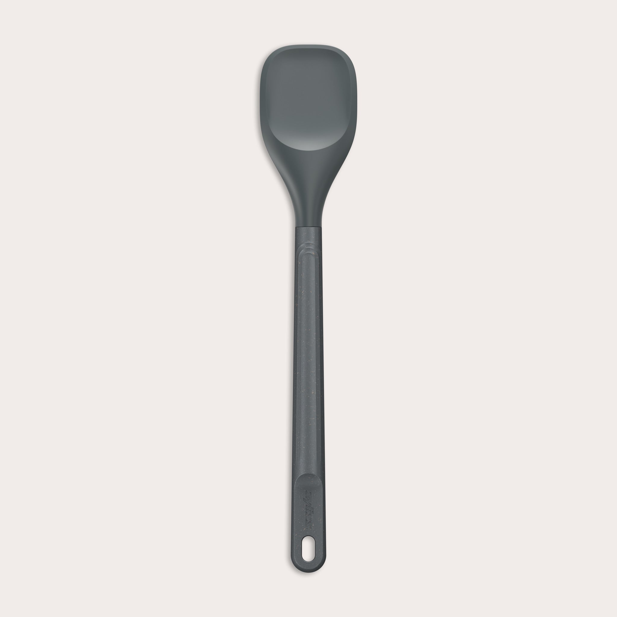 The Zyliss Spoontula is dark gray, with a silicone head, long ergonomic handle, and a gently rounded rectangular bowl, pictured on a plain light background. #Medium